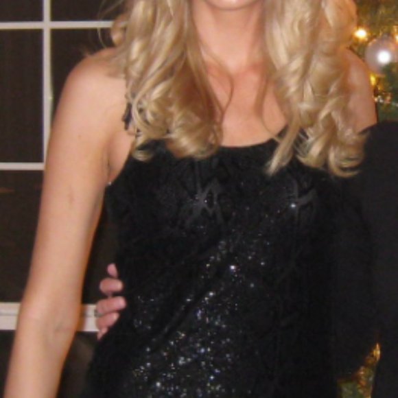 Fitted black mini dress with shimmer snake print, M - Picture 8 of 8